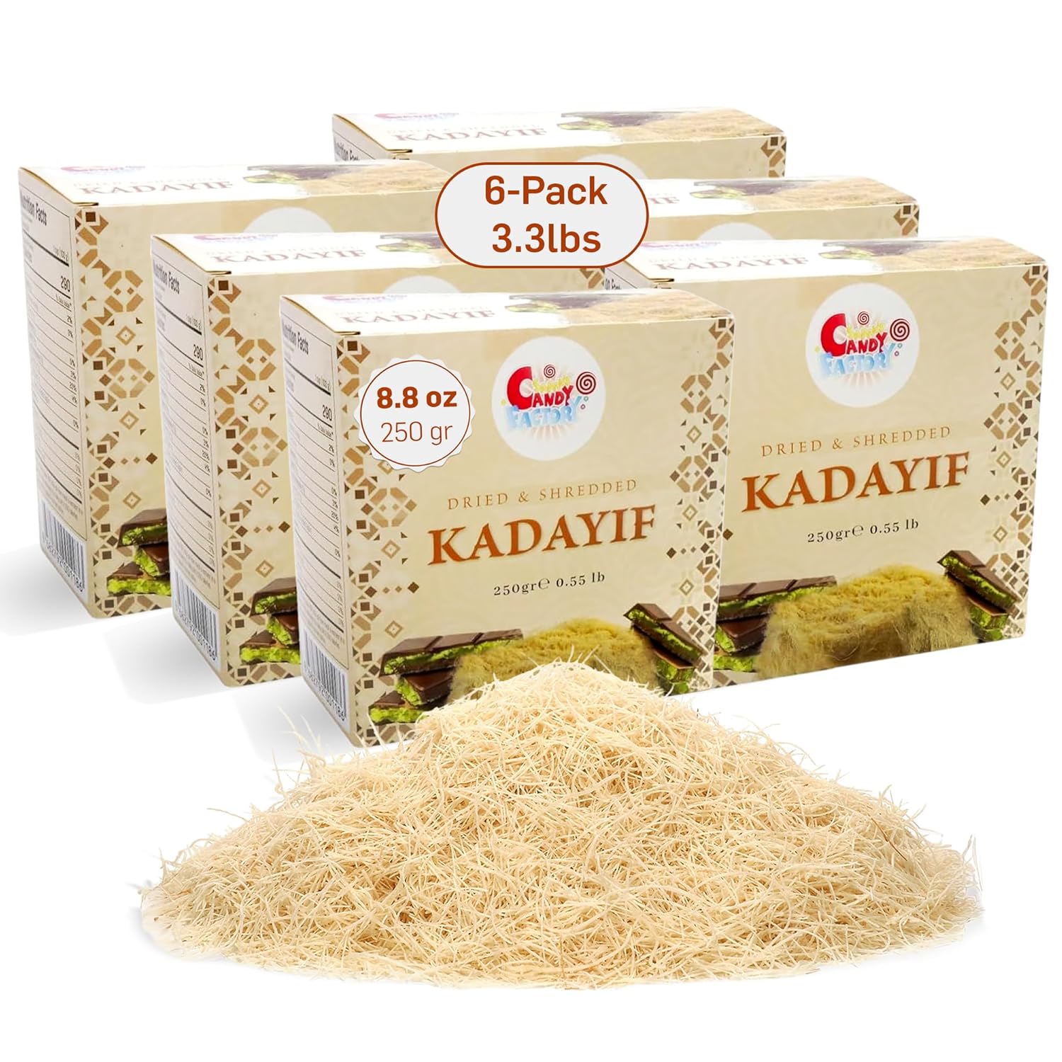 Sarah's Candy Factory Premium 250 gr Dried & Shredded Kadayif 12 Pack (Kataifi) Fillo Dough, Kurutulmus Kadayif Pastry Dough, Phyllo Dough for Dubai Chocolate, (8.8 Oz)