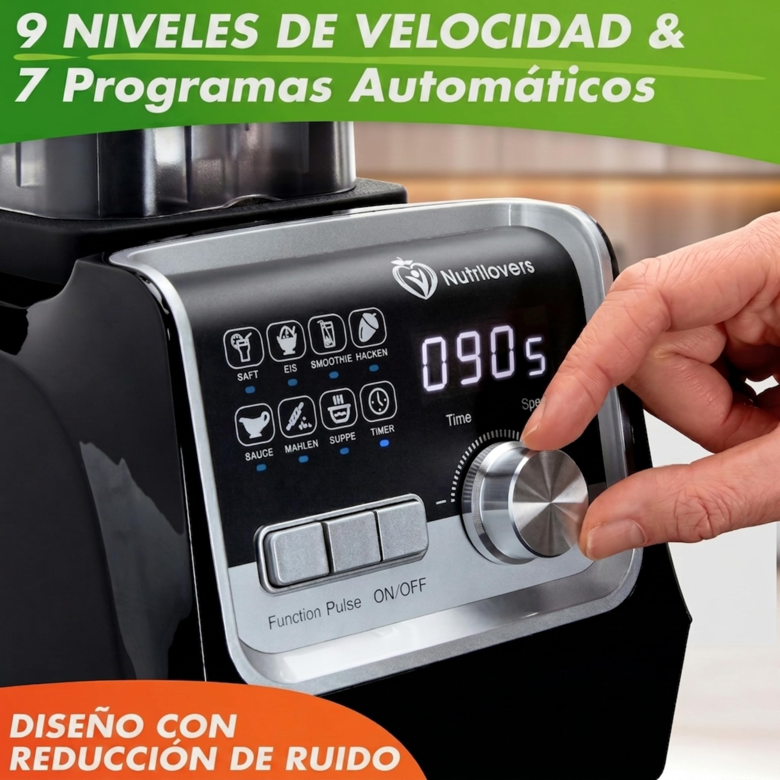 NUTRI-BLENDER MAX Batidora de Alto Rendimiento 2000W Batidora de Vaso Smoothie-Maker Profesional - 2L Tritan, Libre de BPA, 9 Niveles, Temporizador Digital (NUTRI-BLENDER MAX+)