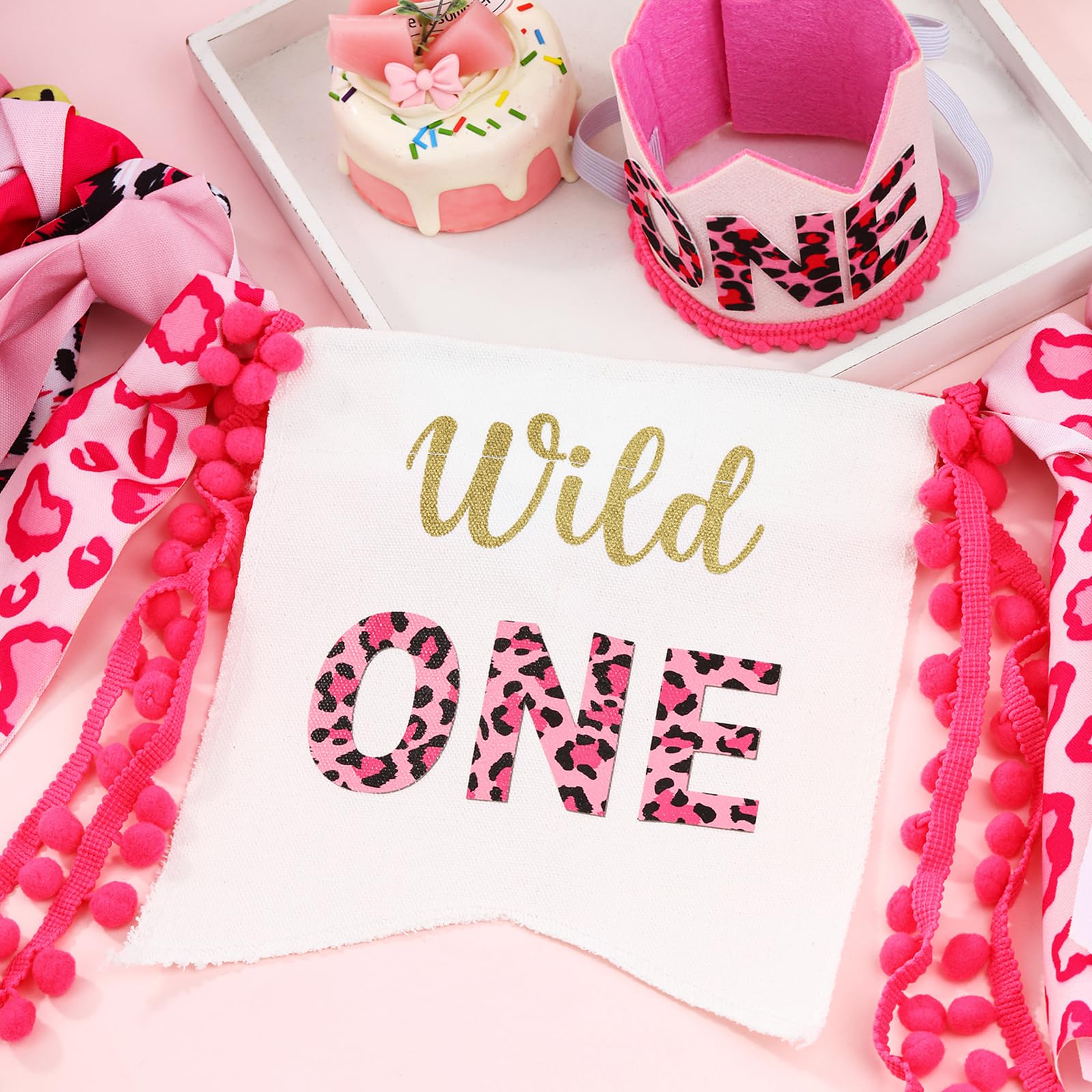 Pink Cheetah Print Happy Birthday Banner - Jungle Safari Girl's Party Decorations-1365206