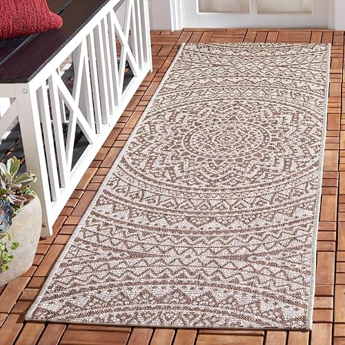 SAFAVIEH Courtyard Collection CY8734 - Alfombra decorativa para interiores y exteriores, impermeable, fácil limpieza, 27.6 x 96 pulgadas, color
