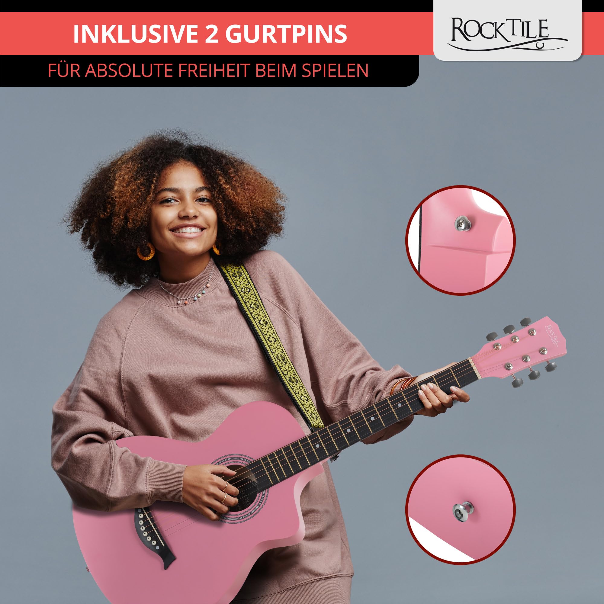 Rocktile WSC-4C-PK Chitarra Western Rosa, Generale, Modello: WSC-4C-PK | Peso: 1, 38 kg, Numero di corde: 6, Orientamento: Destrimano, Corpo, Forma del corpo: Concert con cutaway, Tavola: Tiglio