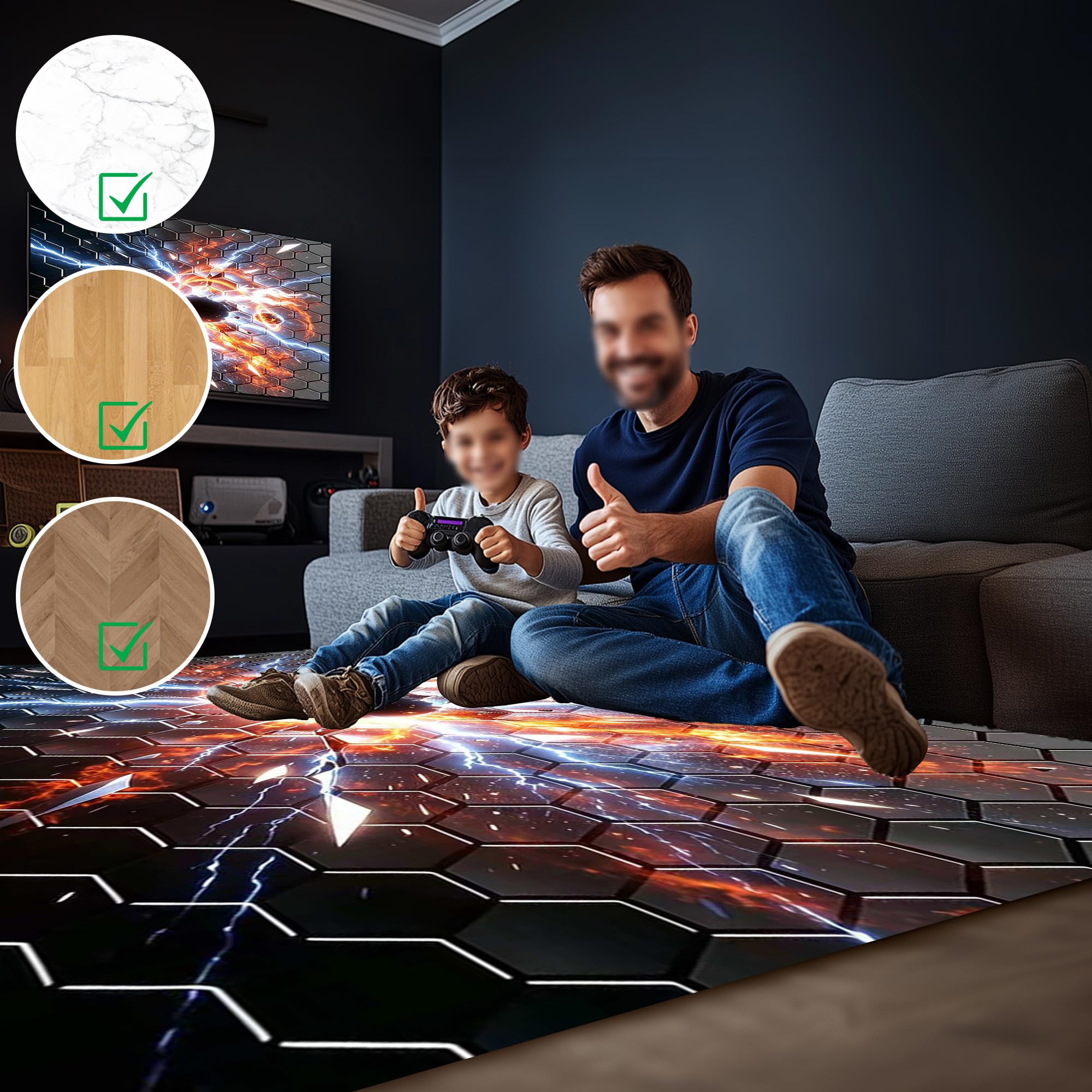 Tapis Gamer Sol, Tapis Chambre Garcon Tapis de Salon Lavable en Machine Antidérapant Tapis Chambre pour la Chambre à Coucher, Le Bureau à Domicile 90 x 140 cm