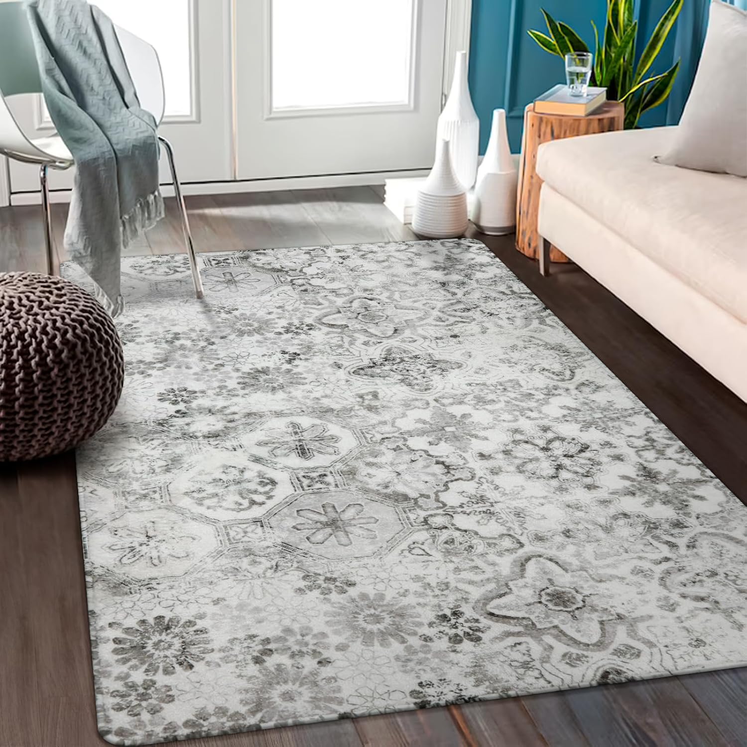 Lahome Boho Washable Rug for Living Room 3x5 Area Rugs for Bedroom Throw NonSlip