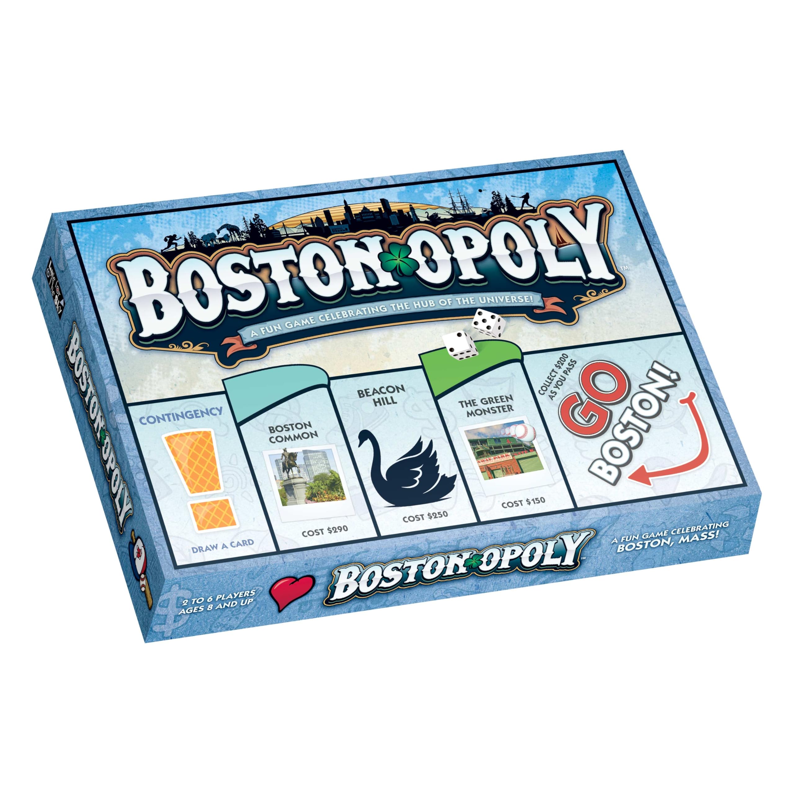 Late for The Sky Boston-Opoly Boston Board Game – Property Trading City Edition for Families & Adults, 2–6 Players, Opoly-Style Strategy with City Landmarks, Educational Party Game
