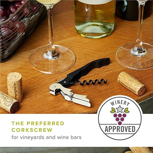 Miniatura 3 de True Truetap - Abrebotellas de vino con doble bisagra, sacacorchos de acero inoxidable con cortador de papel de aluminio integrado, herramientas de