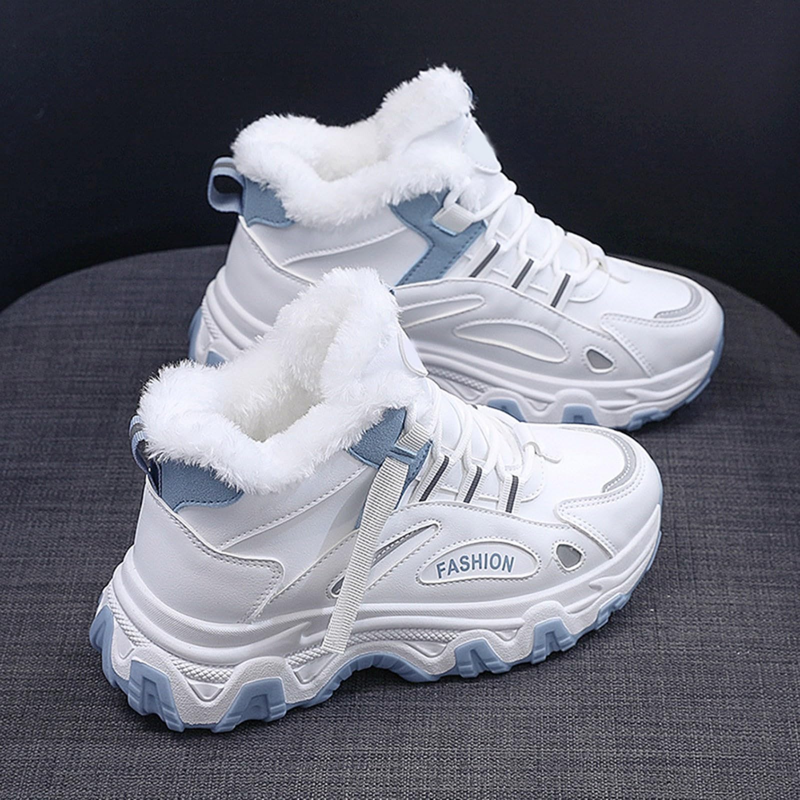Zapatos de mujer para mujer, zapatos casuales blancos para mujer, color negro, todos los paneles, otoño e invierno, terciopelo plano, tenis altos