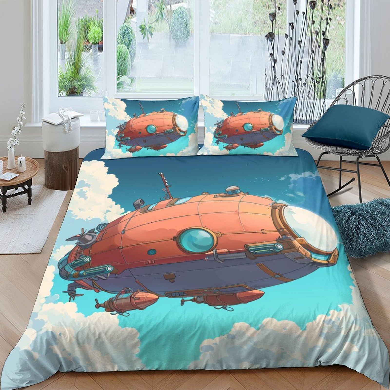 Housse de couette avion en microfibre respirante et douce avec taies 200x200