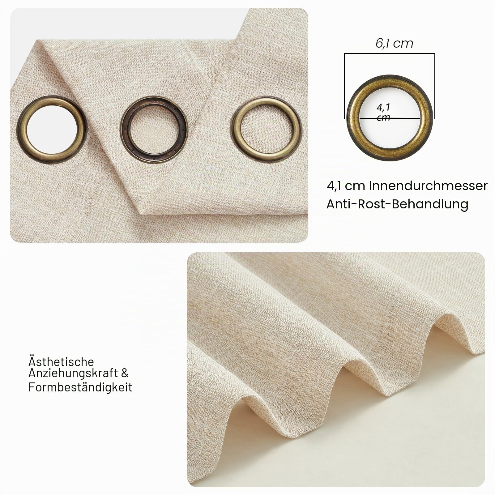 Topfinel 1er Set Leinenoptik Vorhänge Gardinen mit Ösen Halbtransparent Wohnzimmer, Beige Boho Leinen Vorhang H 240 x B 300 cm, Weich und Dünn Leinenvorhang Linen Curtains für Schlafzimmer Lounge