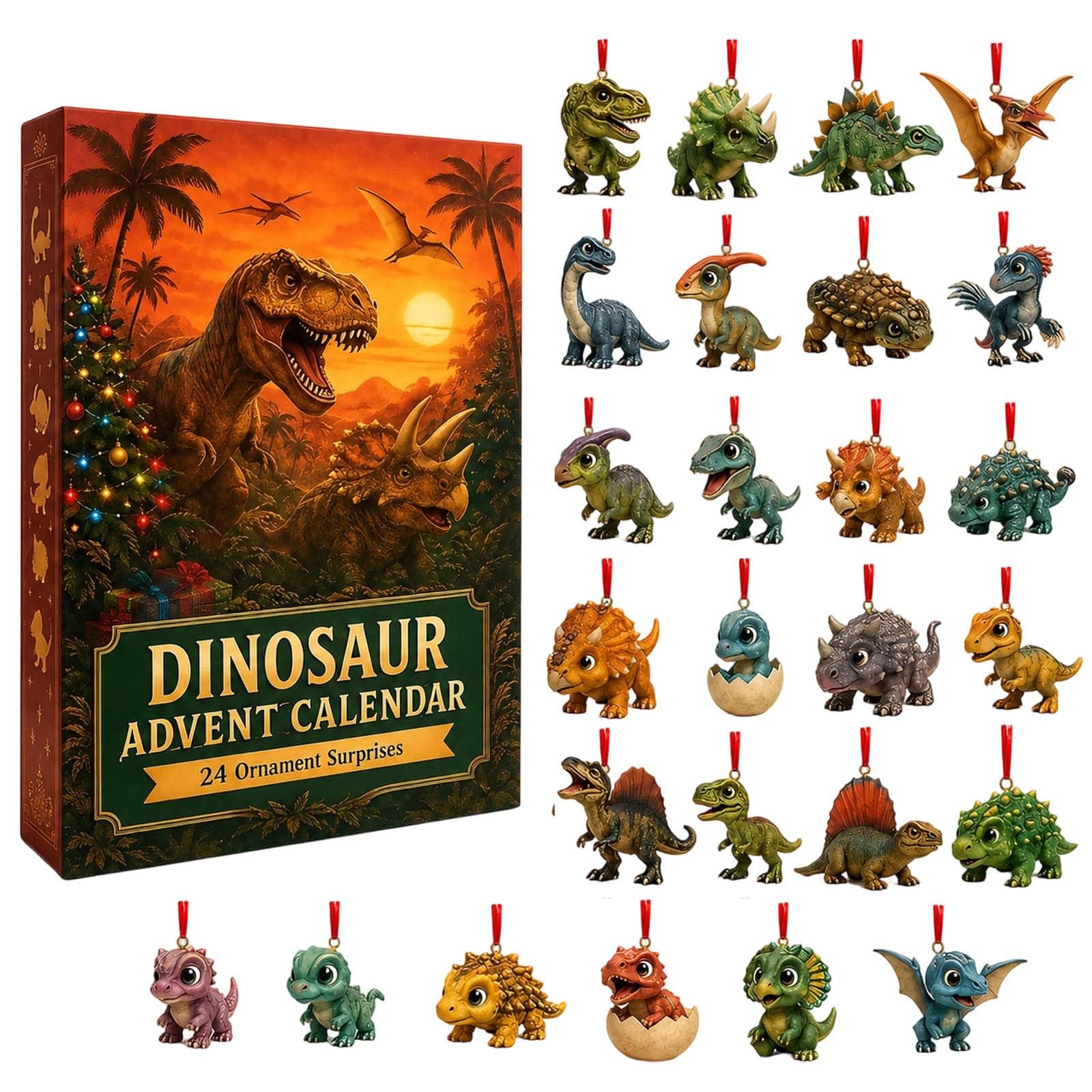 Christmas Advent Calendar The 2026 Dinosaur Advent Festival Calendar A 24 Day Christmas Countdown Includes 24 Unique 2D Acrylic Dinosaur As Holiday for Enthusiasts