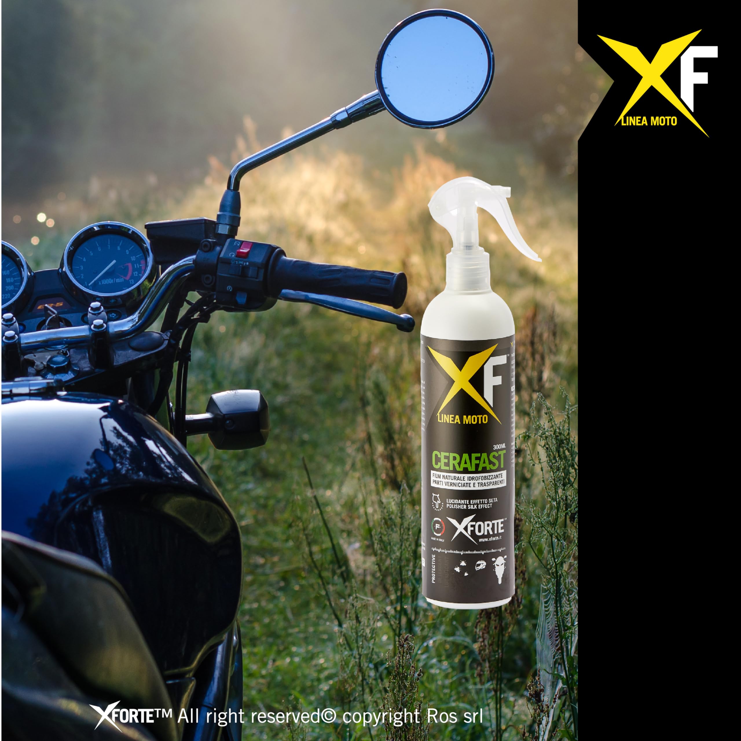 Kit Pulizia Moto Completo XFORTE – Pulizia Senza Acqua con Detergenti Professionali e 9 Panni F-CLEAN EVO Tecnico Inclusi, Ideale per Catena, Freni, Cerchi e Superfici Brillanti