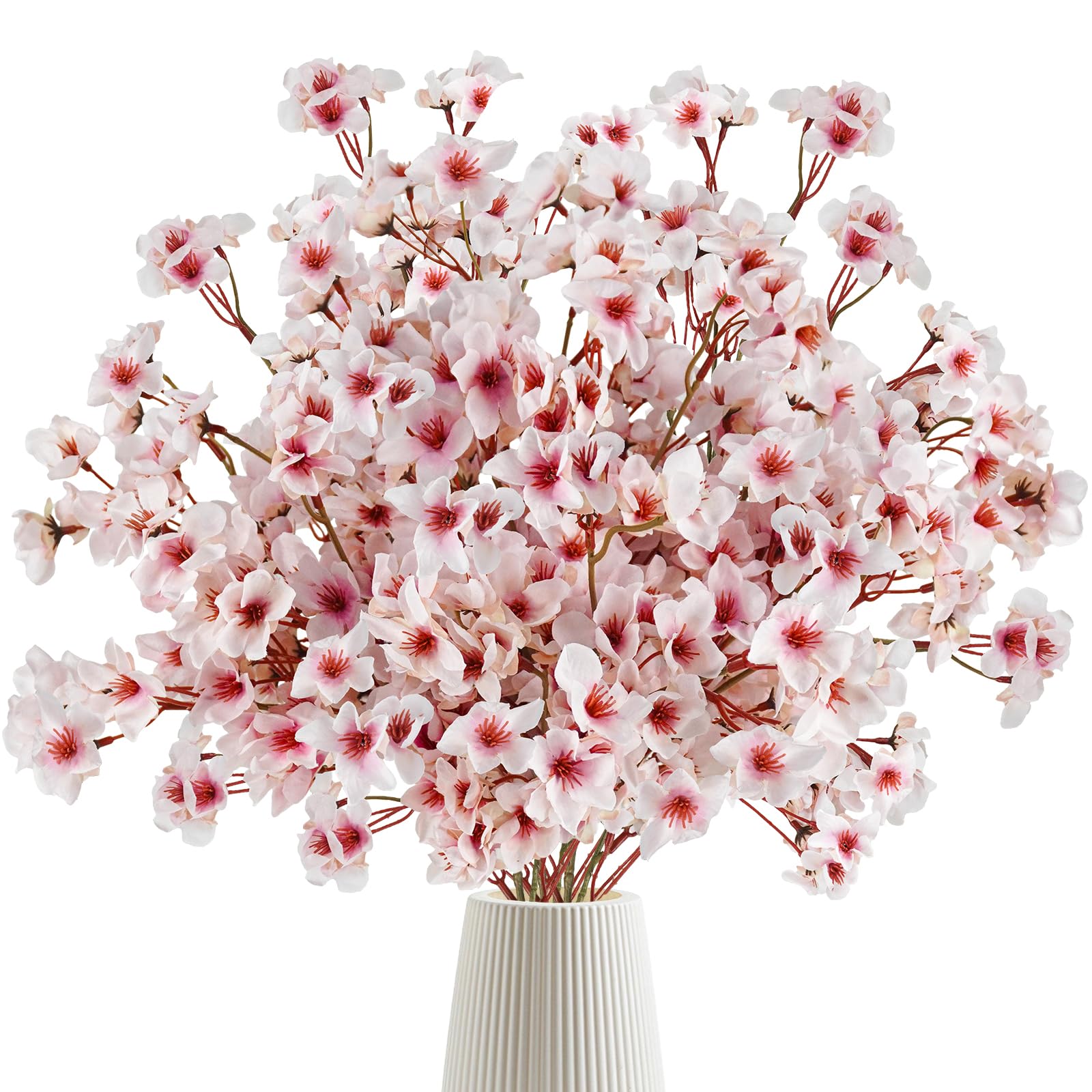 Dehoxara 12 Pcs Artificial Cherry Blossom Stems - 40cm Faux Silk Flowers For Home, Wedding & Japanese Decor