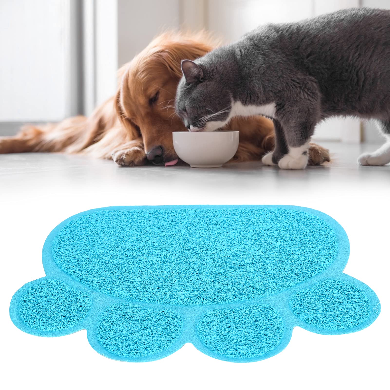 Katzenstreumatte wasserdicht urinfest Krallenform rutschhemmend als Katzentoiletten Unterlage Futternapf Set und Pfotenreiniger