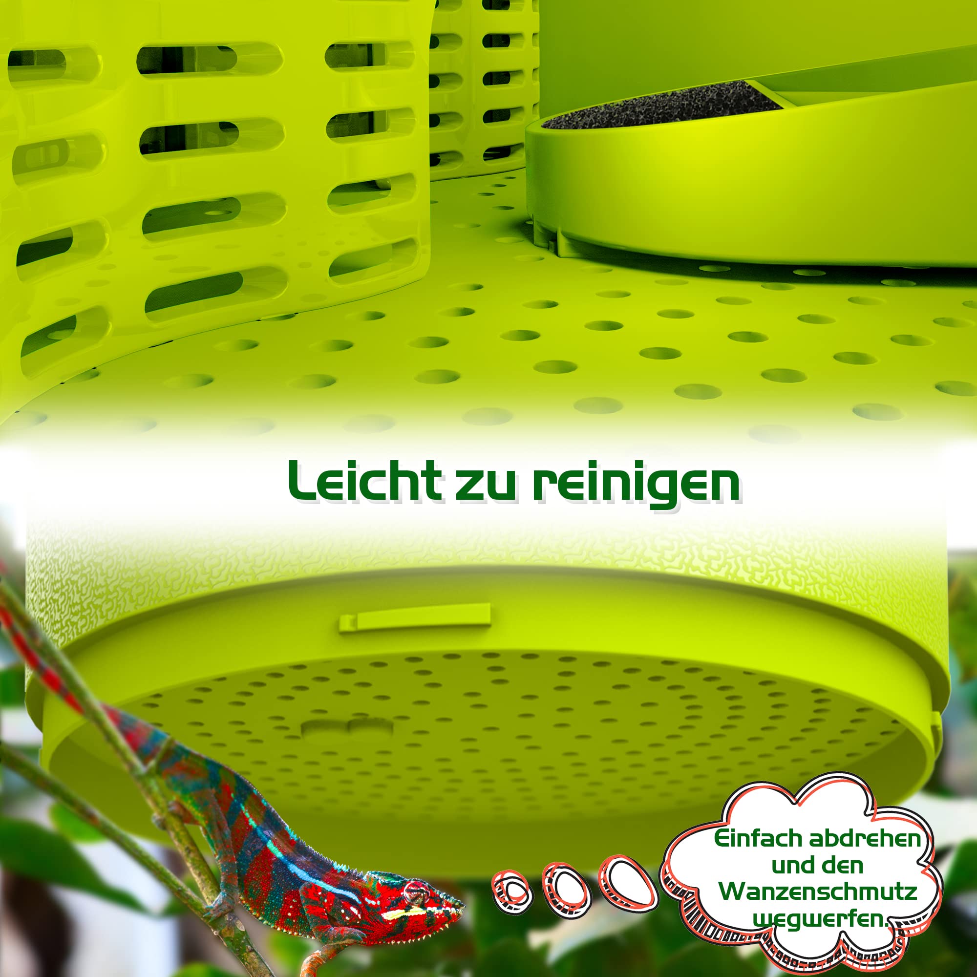 Cricket Keeper, Professioneller Dubias Keeper Futterinsekten-Organizer und Spender mit Bug Dirt Management, Solid Feed Support, Dubia Colony für Menschen mit Insektenphobie