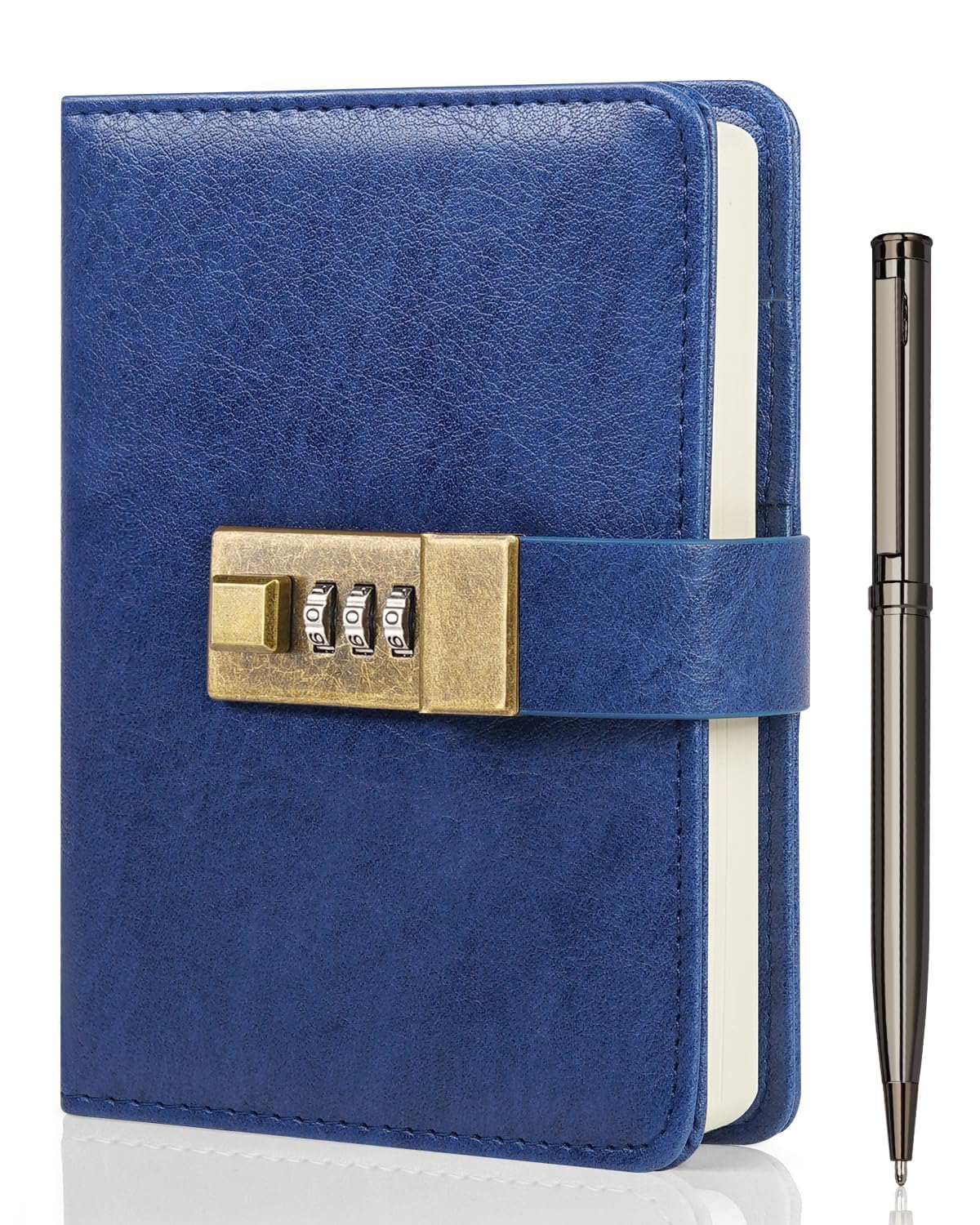 WEMATE Journal with Lock, A6 PU Leather Diary with Lock 240 Pages, Locked Journal Password Notebook with Pen & Gift Box, Locking Diary Planner