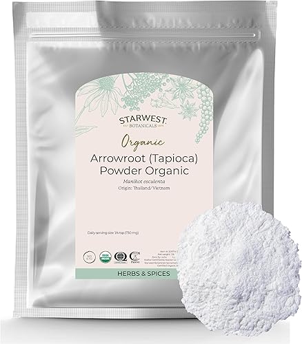 Polvo orgánico de arrurruz, manihot esculenta, 1 libra (Starwest Botanicals), 1, 1