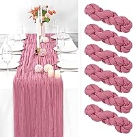 Vista 318 de Showgeous 10 Pack Baby Pink Cheesecloth Table Runner 10FT Long Semi-Sheer Gauze Table Runner Boho or Rustic Wedding Decor for Wedding Decor Arch