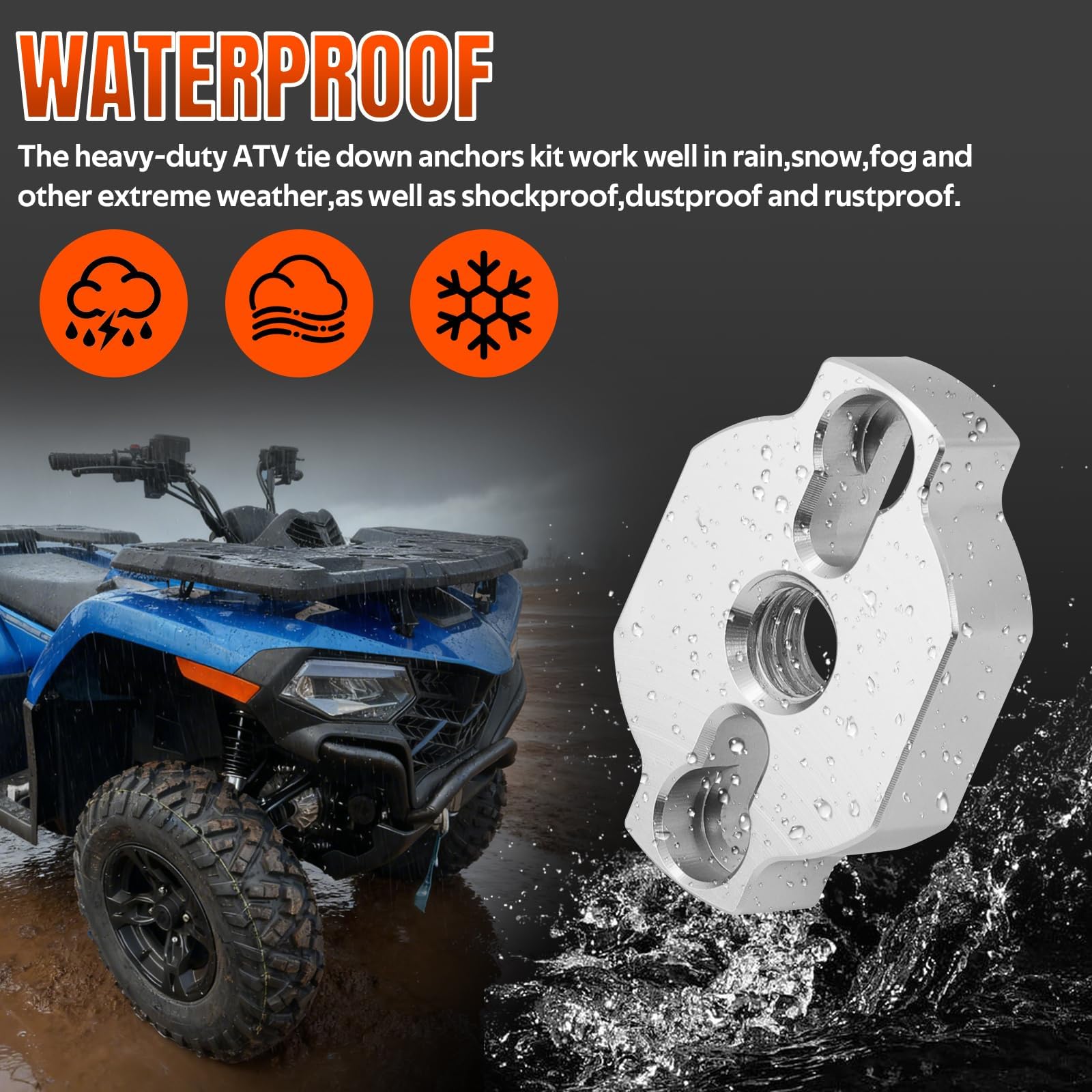 Strapazierfähige ATV-Spannanker-Set, Aluminium-Anker, Zubehör für CF Moto UTV/ATV, flaches Design, stärkere Spannkrafthalterungen, Silber, 2 Stück