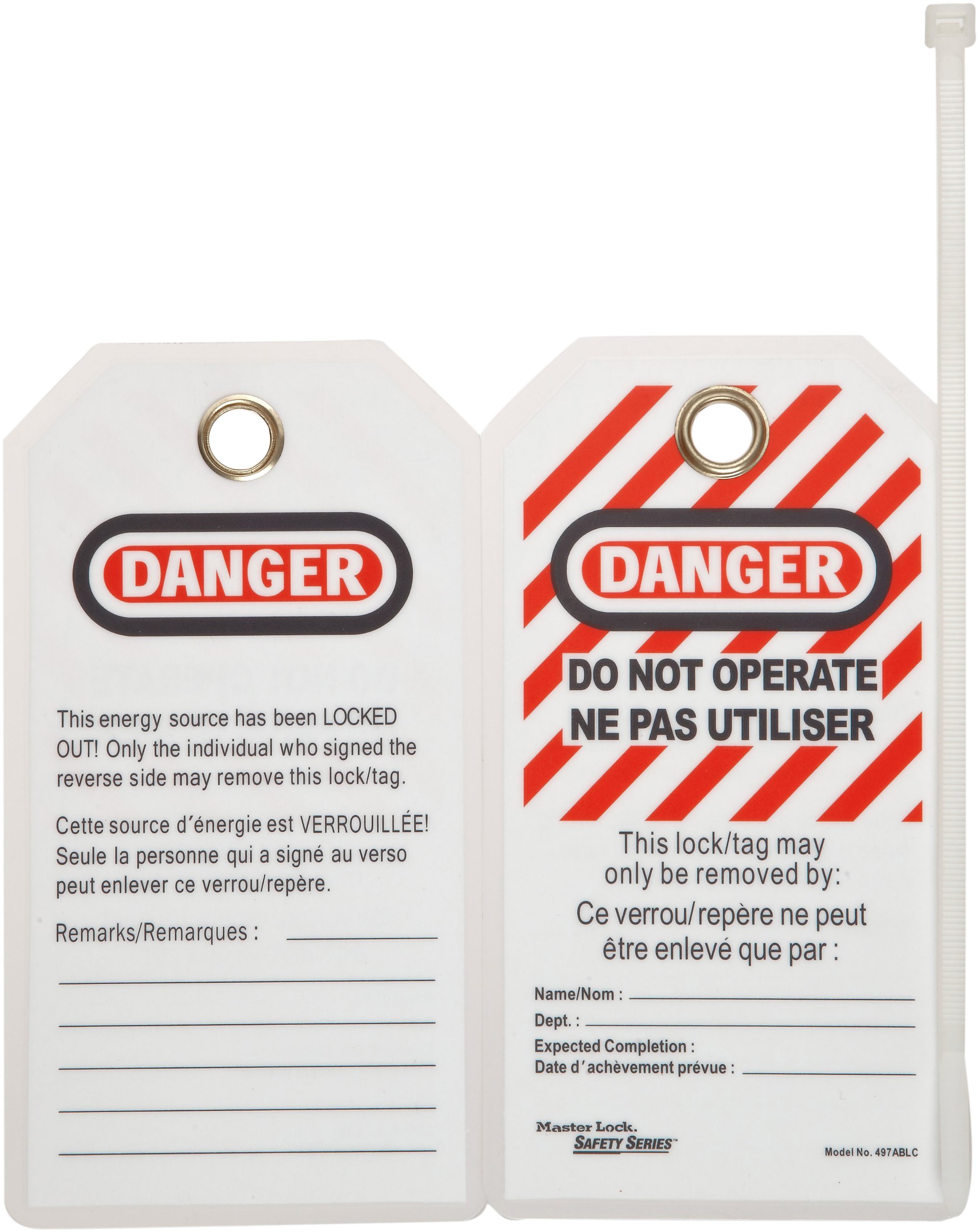Master Lock Heavy Duty "Gefahr Tag, Polyester, 5–3/10,2 cm Höhe, 7,6 cm Breite, Do Not Operate (English/French), 12