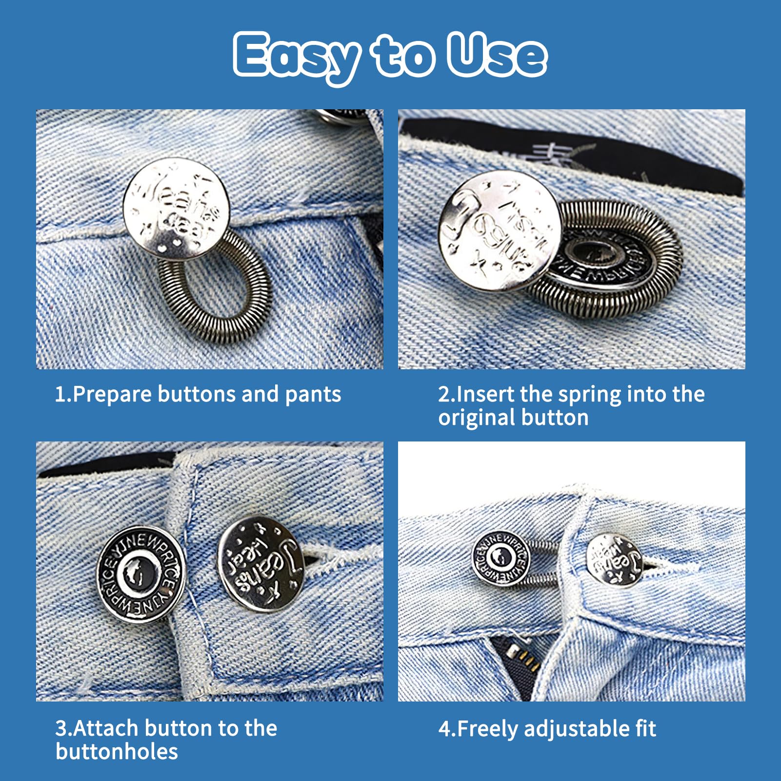 Lot De 5 Boutons D'extension En Métal - Élargisseur De Taille Réglable Pour Jean