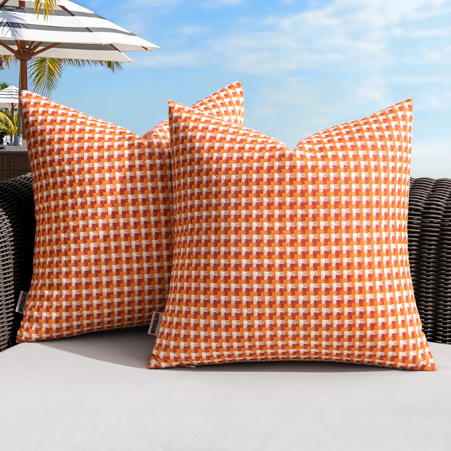 Porch Farmhouse Style Outdoor Pillows 18x18 Pillow Inserts 2-Pack