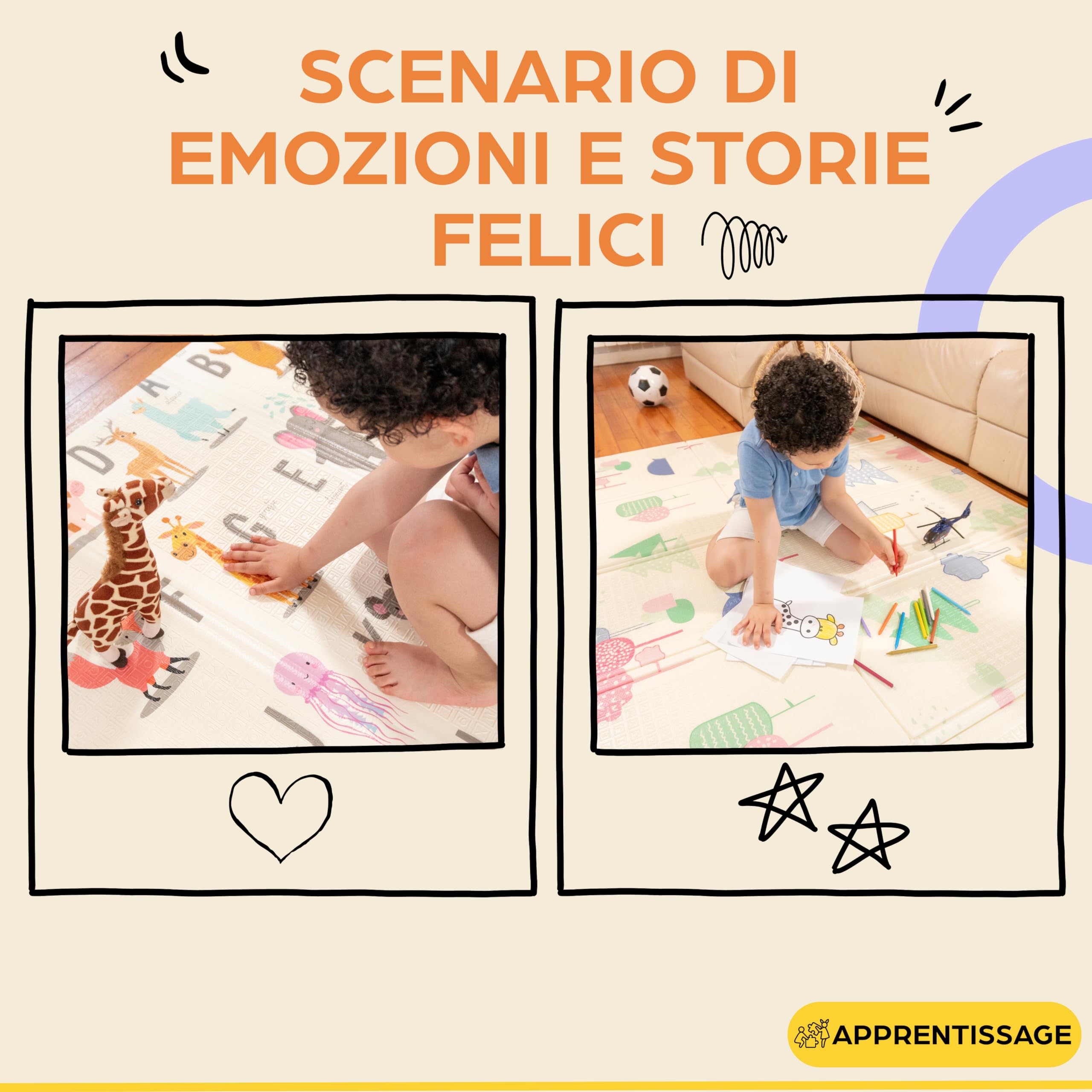 Tappeto da gioco bambini 150×200×1,5 cm pieghevole reversibile atossico impermeabile antiscivolo palestra neonato tummy time bambini arco giochi neonato 0-3/3-6/6-9 mesi sviluppo sensoriale - 5