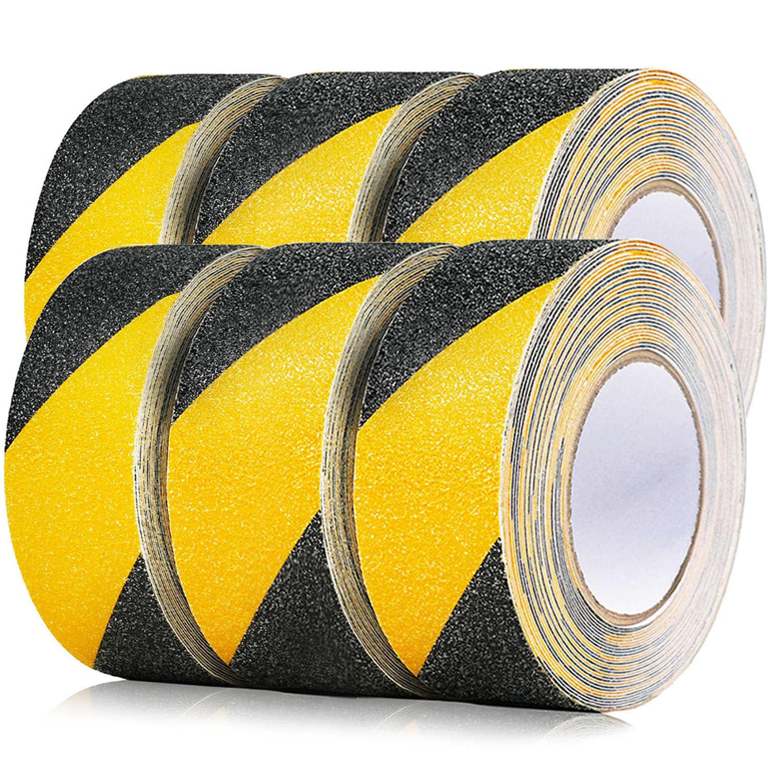 CHUANGSEED 6 Rolls Heavy Duty yellow and black Anti Slip Tape 50mm x 10m High Traction strong grip Tape Self Adhesive Safety Non Skid Traction Tread Warning Tape