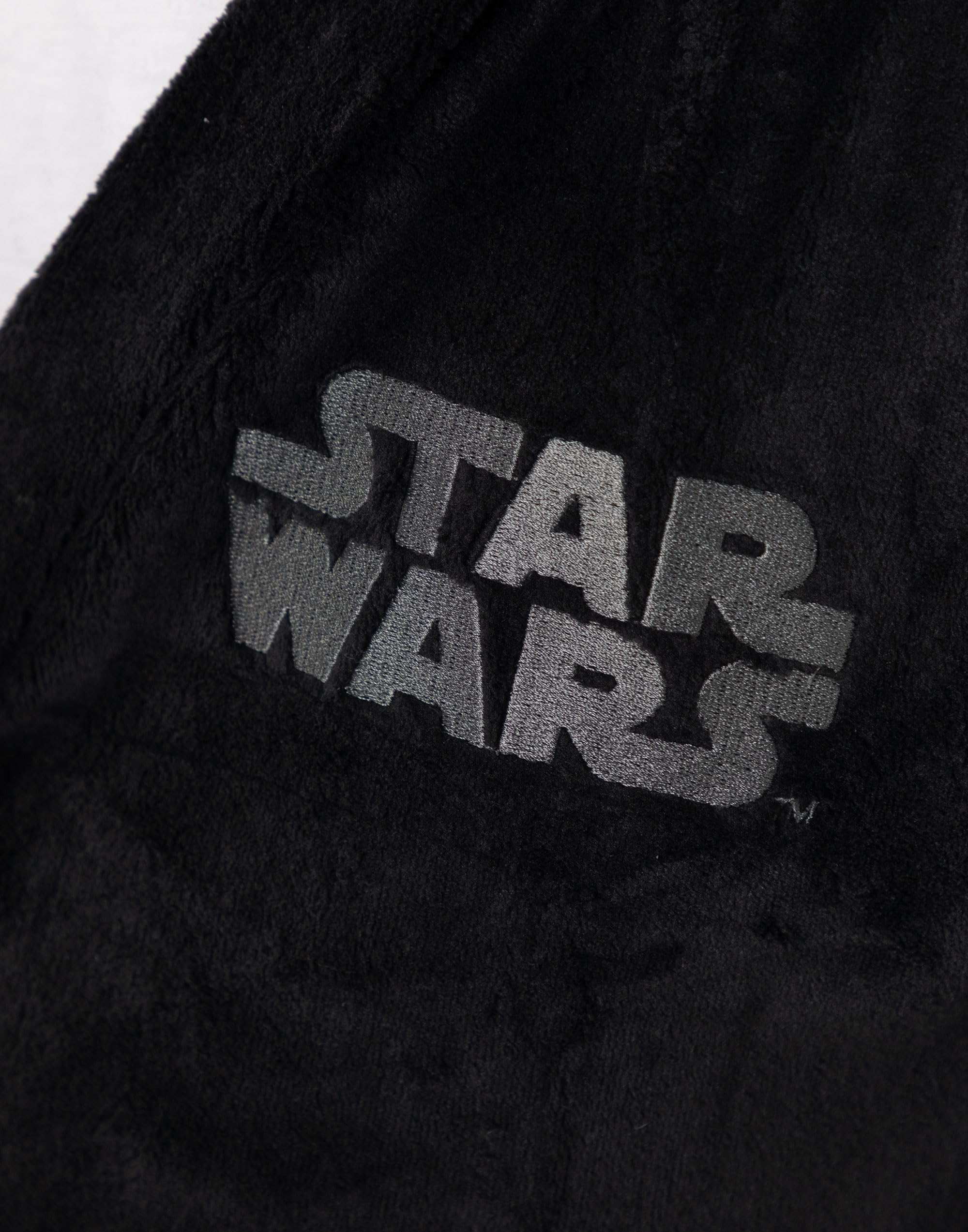 Star Wars Albornoz negro con capucha de Darth Vader para hombre | Ropa de estar en casa de forro polar retro con texto Ven al Lado Oscuro | Albornoz cómodo para relajarse | Merchandising