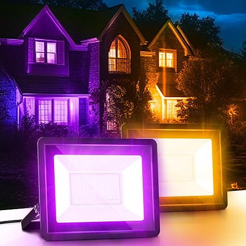 LOHAS - Luz de inundación LED RGB para exteriores, luces de fiesta que cambian de color de 25 W con control remoto, luz de patio de encendidoapagado