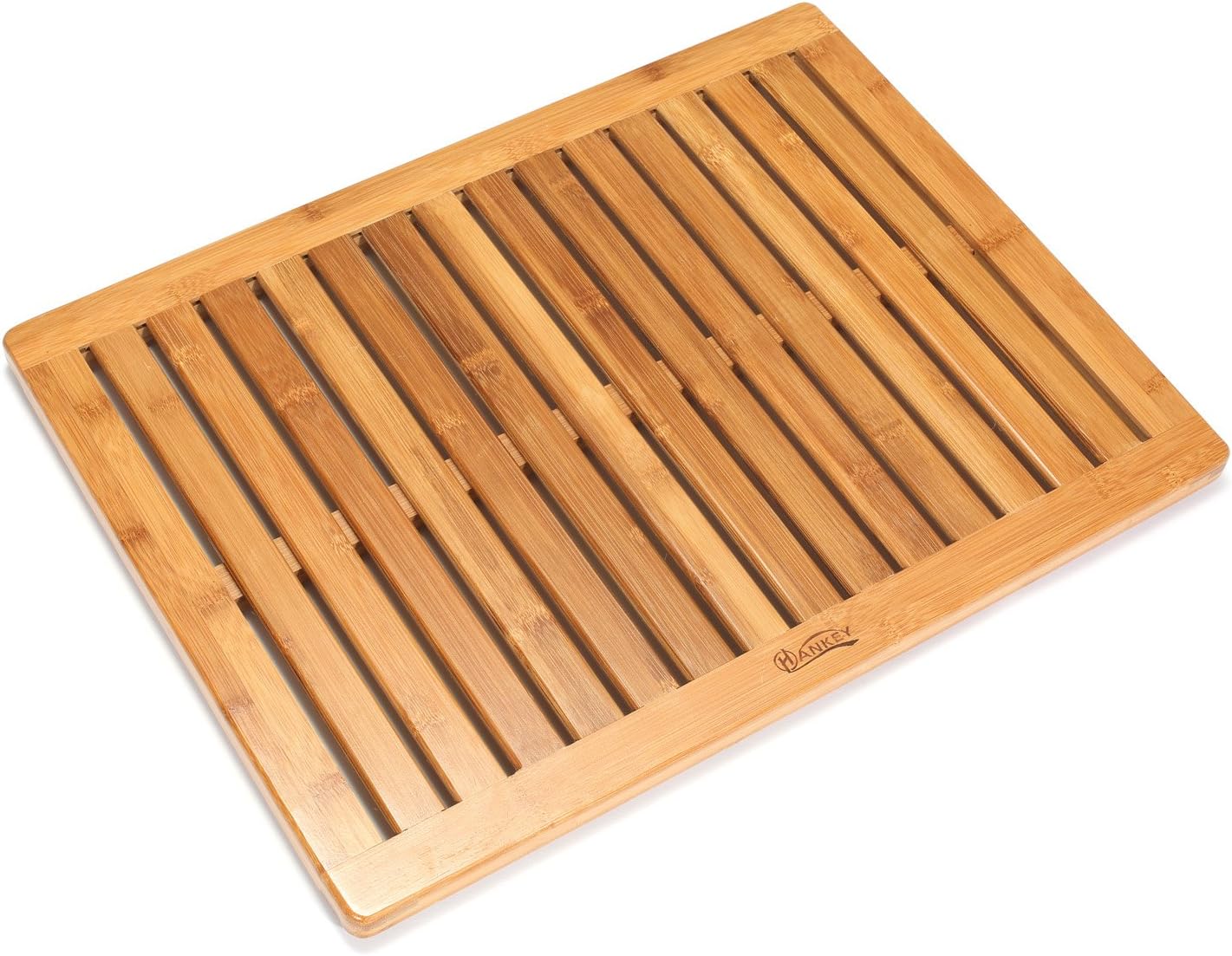 HANKEY Bath Mat&Door Mat Handcrafted Bamboo Water Resistant, Natural and Durable C03 (23.6 x 17.5nches)