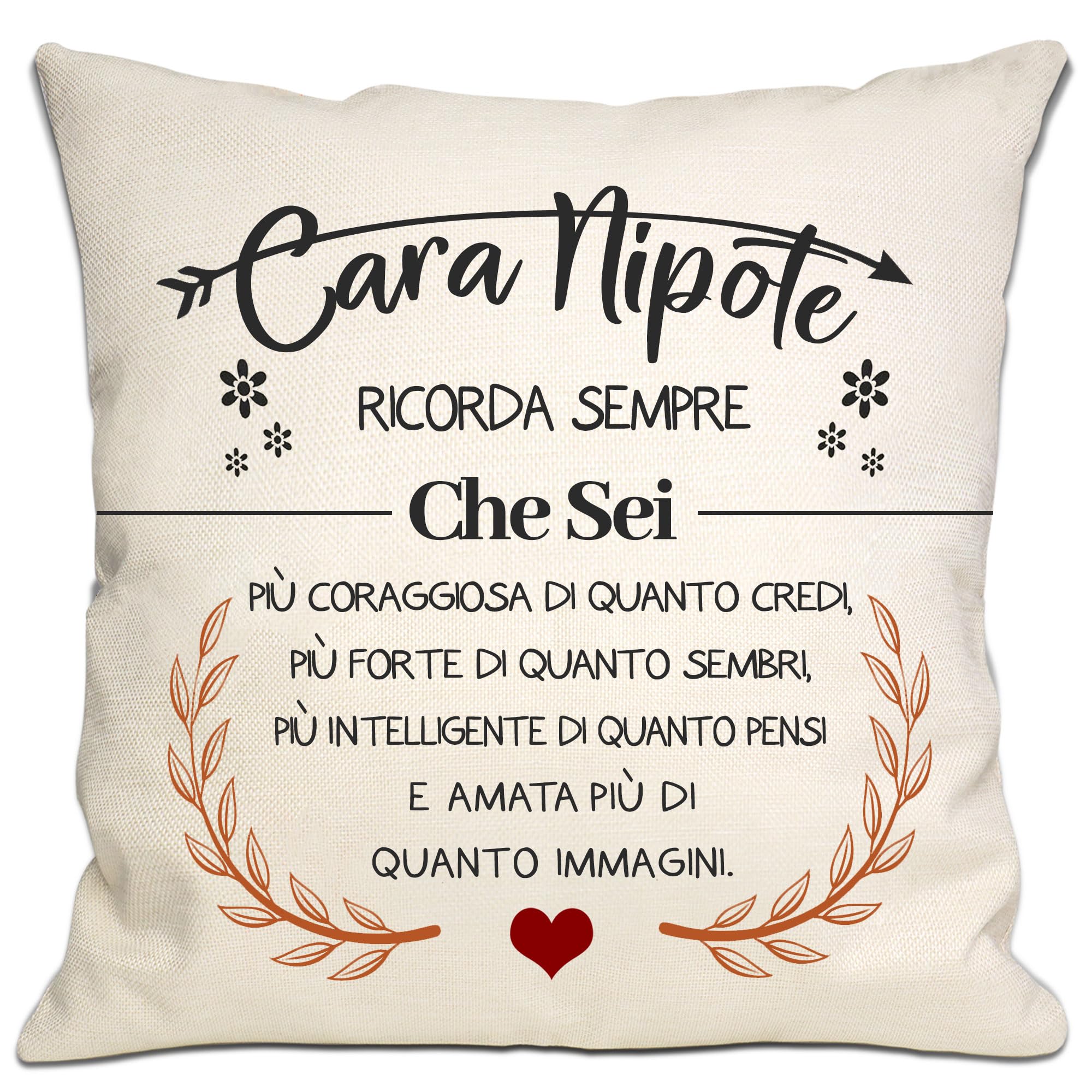 Bommex Cara Figlia Che Sei Più Coraggiosa di Quanto Credi Fodere per cuscini per la nipote da parte della nonna nonno zia zio regalo d'ispirazione Compleanno Laurea Regalo di Natale(Cara Nipote-1)