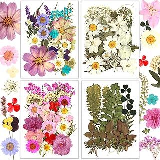 Resiners 100Pcs Dried Pressed Flowers for Resin Molds, Real Pressed Flowers Dry Leaves Kit for Art Crafts Resin Jewelry Making Scrapbook Supplies Card Making Soap Candle DIY