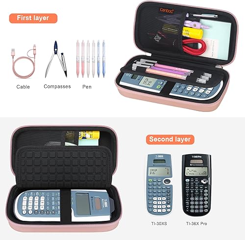 Miniatura 10 de Canboc Funda de transporte para calculadora científica Texas Instruments TI-30XSTI-36X Pro MultiView, bolsa de malla para cable, baterías,