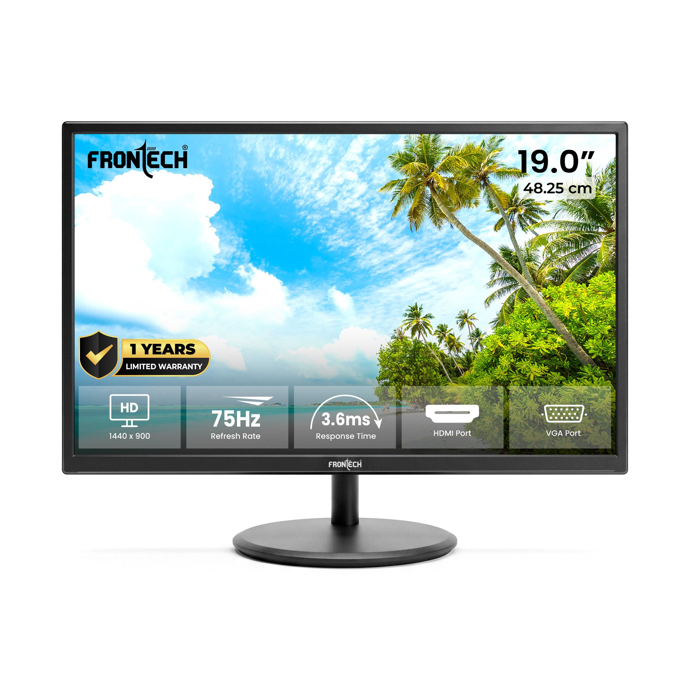 FRONTECH 20-inch (50.8 cm), LED, HD 1600x900, 60Hz, Black, Wall Mountable Slim & Stylish Design, 16.7M Colors, HDMI & VGA Ports, Built-in Power Supply Monitor, 1 Year Warranty (MON-0054) — Amazon image 16