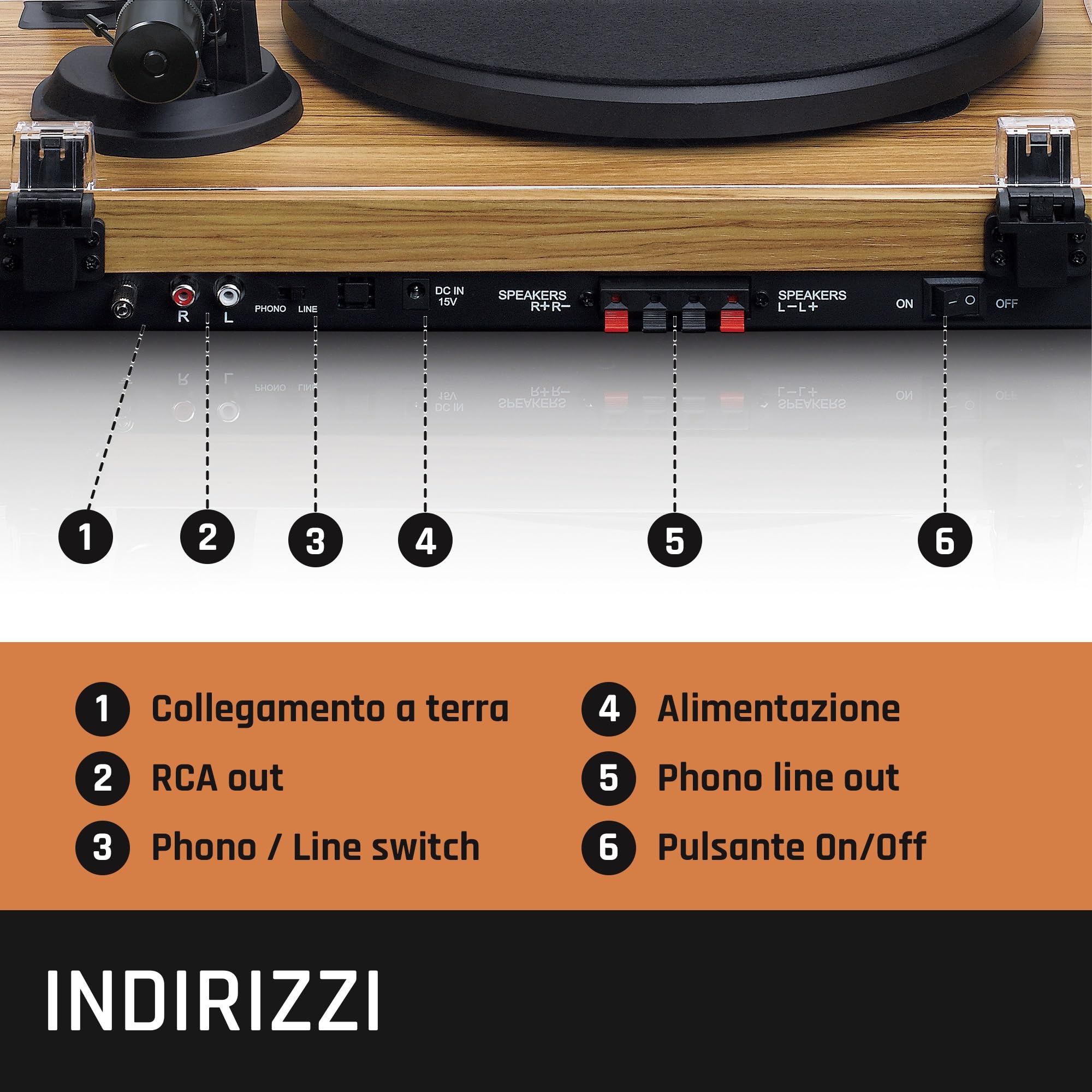 Lenco Giradischi Vinile Stereo con Altoparlanti - Bluetooth - LS-500OK con Trasmissione a Cinghia - Vassoio in Metallo da 280 mm - Preamplificatore - Cartuccia Audio Technica - Legno