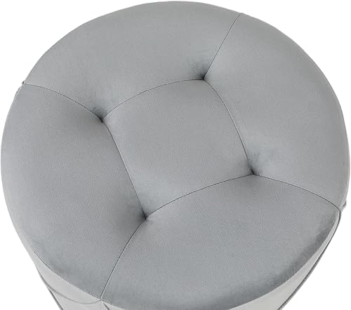 Miniatura 5 de Joveco Moderno otomano redondo, taburete de tocador tapizado de terciopelo con asiento acolchado suave, reposapiés para mesa auxiliar para sala de