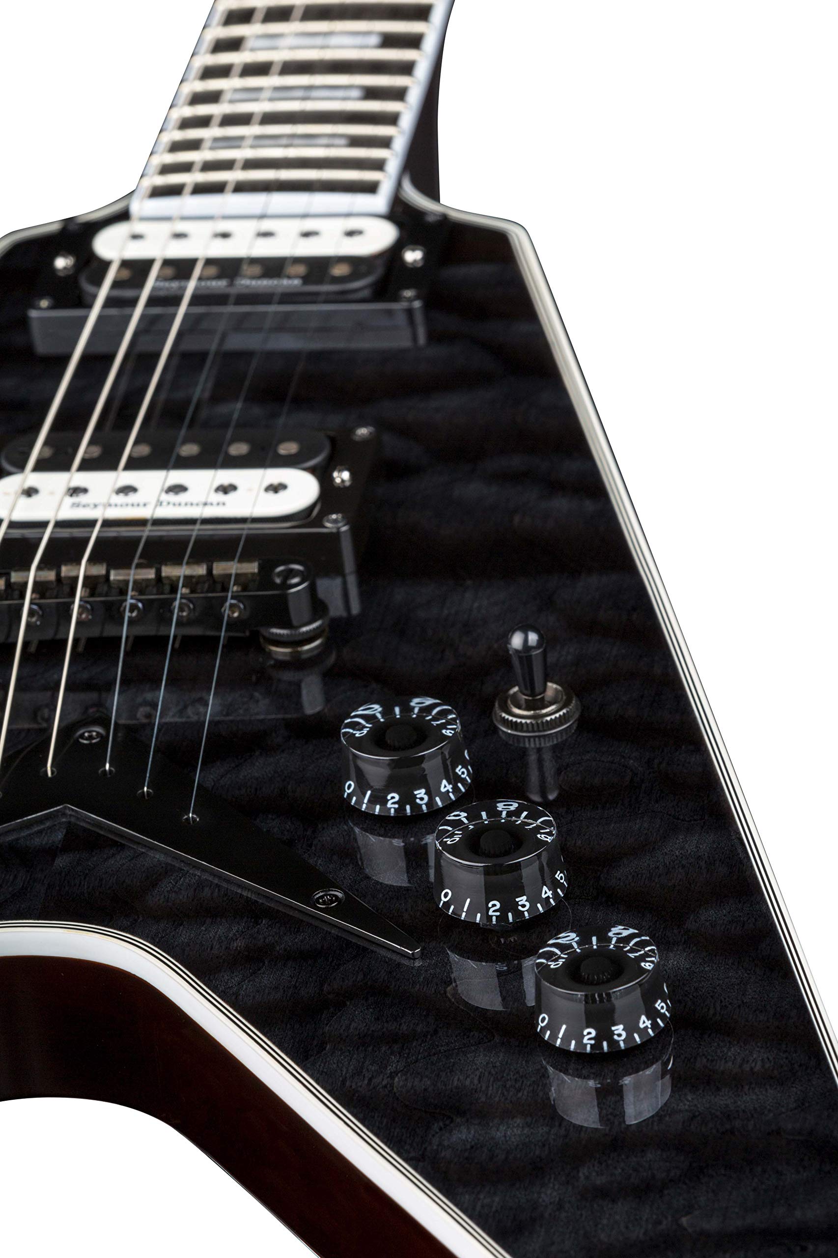 Amazon.com: Dean V Select Quilt Top Electric Guitar, Trans Black 