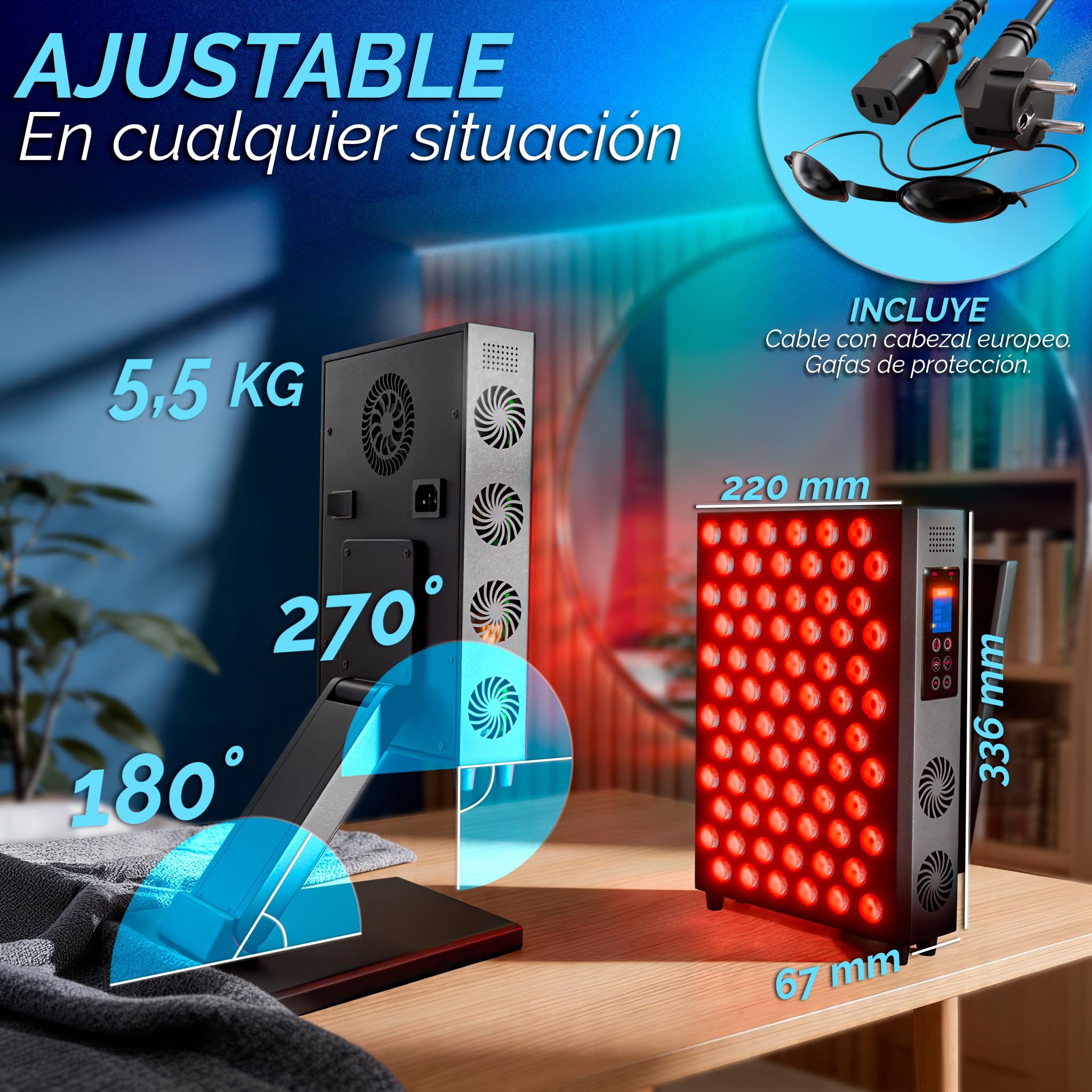 DreamTape® Panel Luz Roja Infrarroja 660nm 850nm - Terapia de Luz LED Profesional con 72 LEDs - Red Light Therapy Panel para Recuperación Muscular, Piel y Bienestar - Lámpara Fotobiomodulación