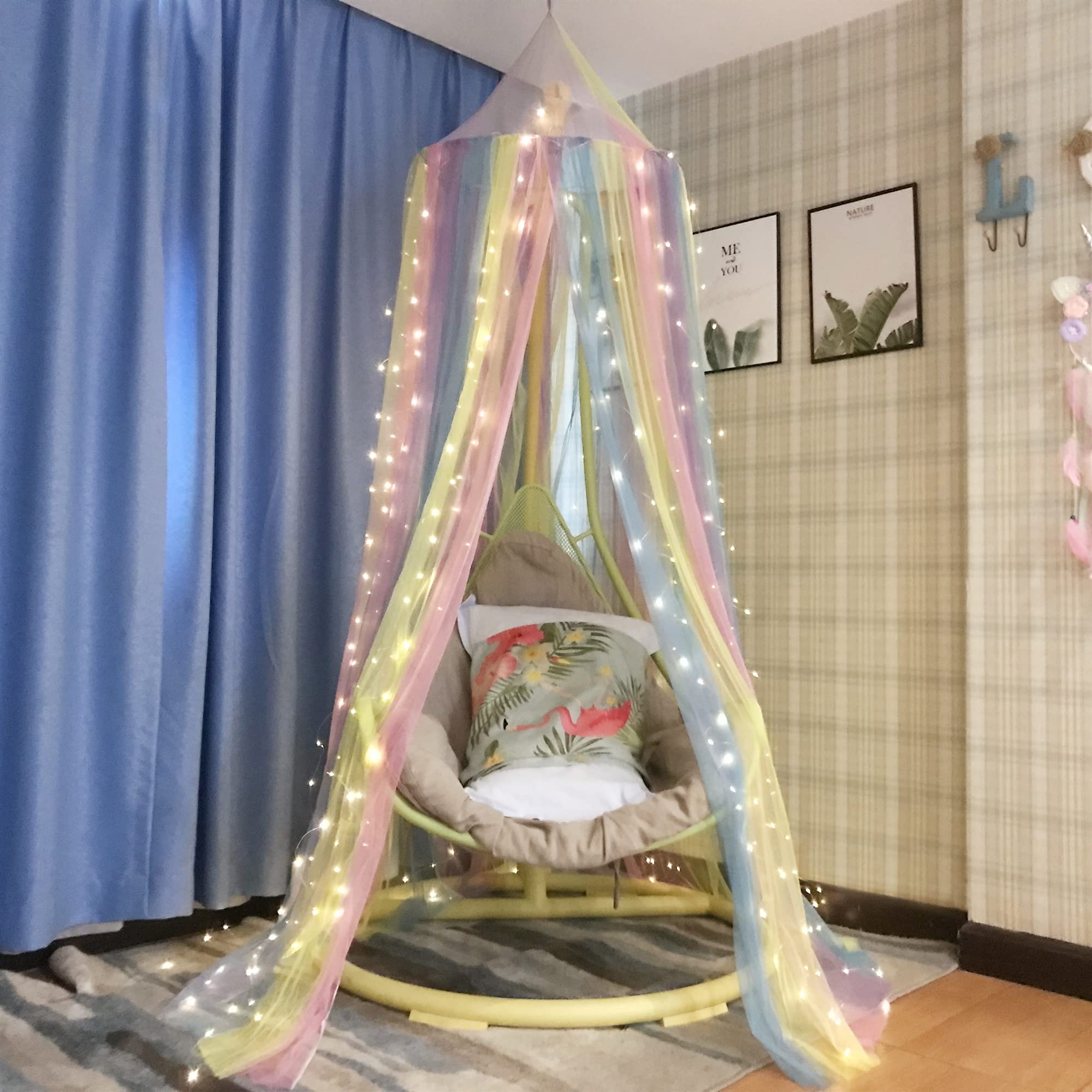 Baldacchino Arcobaleno Per Letto Bambini – Tenda Da Gioco E Lettura Con Ganci Adesivi, Altezza 250 Cm, Decorazione Camera Da Sogno