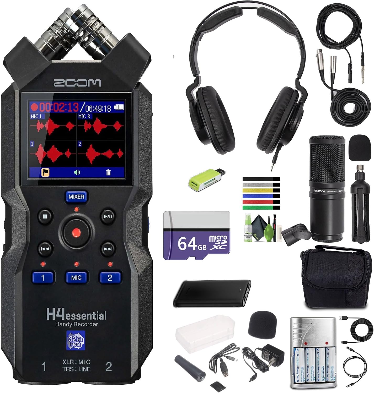 Zoom H4essential 4-Track Audio Recorder + Card Reader Bundle