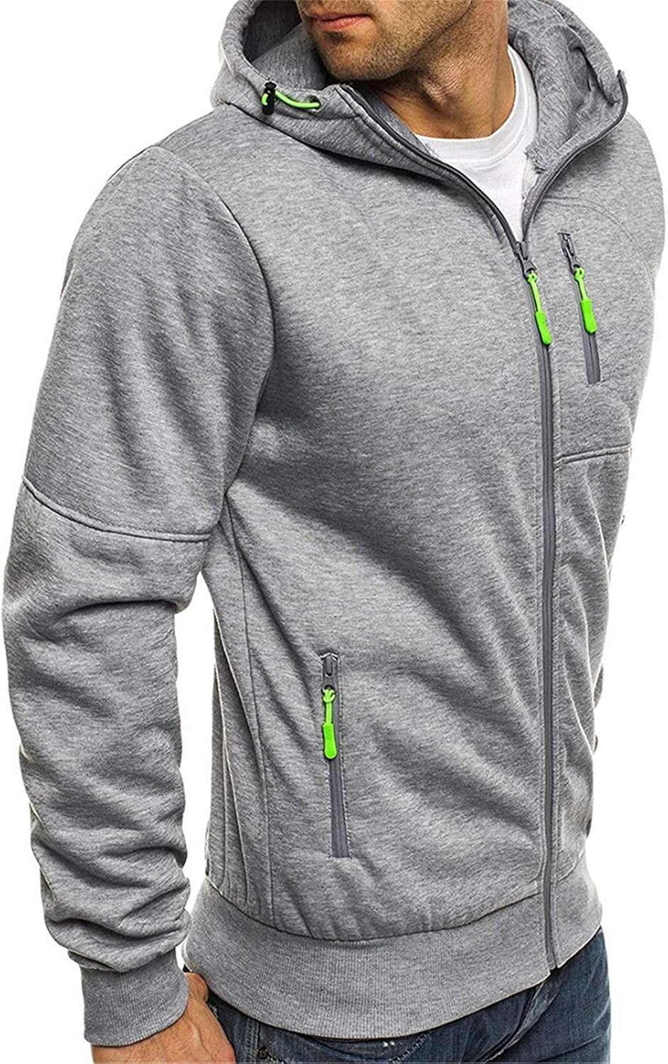 Men's Zip Up Fleece Hoodie Lightweight Sweatshirt Long Sleeve Sports Hooded Jacket with Zipper Pockets - Image 3