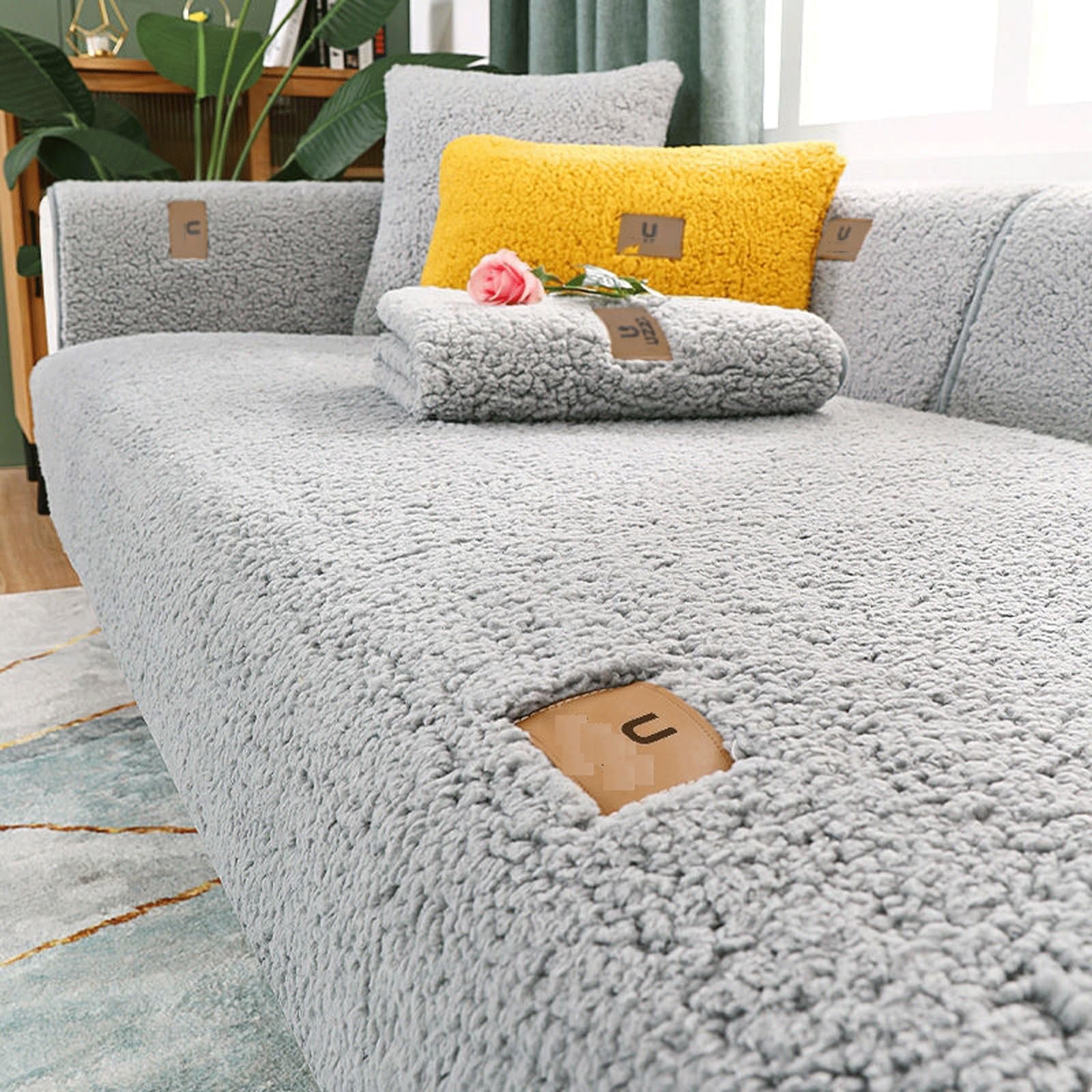 1pc Sofa Slipcover Corner 3/2/1/4 Seater Sofa Cover L Shape Couch Cover Velvet Thick Sofa Protector Anti-slip Reversible Quilted Corner Slipcovers Washable for Sectional Couch ( Color : #11 , Size : 9