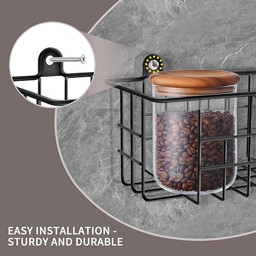 Miniatura 9 de Organizador de especias para montaje en pared, estante de almacenamiento de organización de especias para puerta de gabinete, 2 paquetes de estante