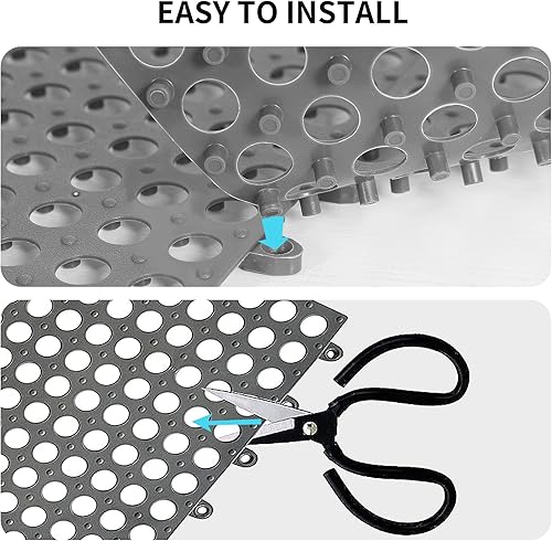 Miniatura 4 de Paquete de 16 azulejos de goma entrelazados de 12 x 12 pulgadas, antideslizantes, tapete de ducha de empalme de PVC suave, tapete acolchado al aire