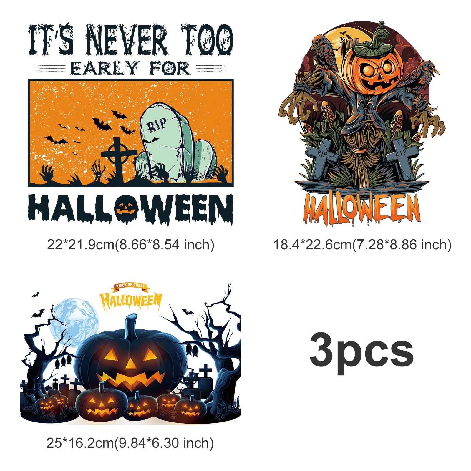 Thermocollants DIY Halloween - Lot De 3, Motifs Colorés - Pour Customiser Vêtements, Déguisements, Accessoires - 5