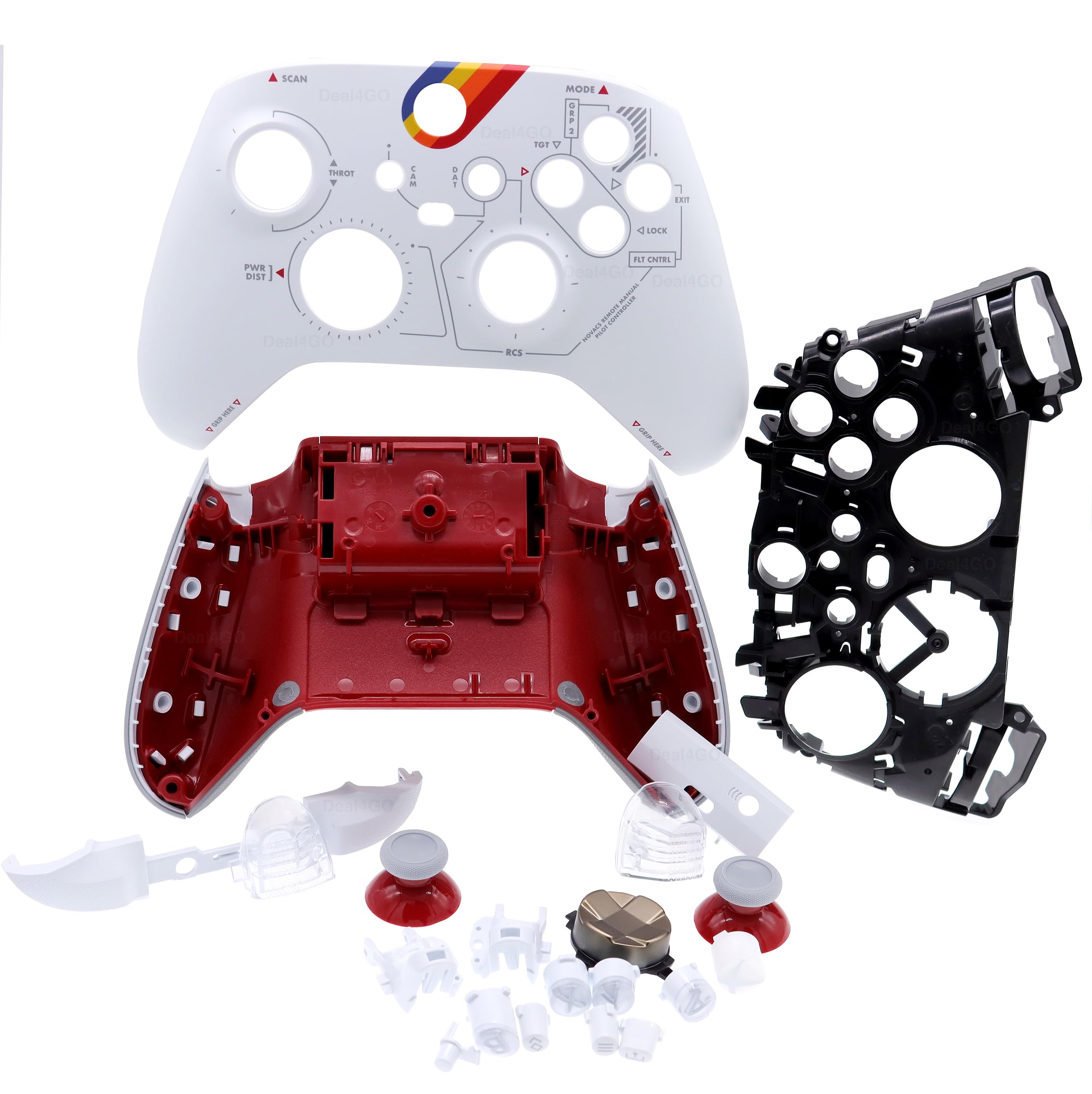 Deal4GO - Kit completo de cubierta de carcasa con botones para parachoques de pulgar de repuesto para Xbox Series X|S Controller (edición Starfield blanca)