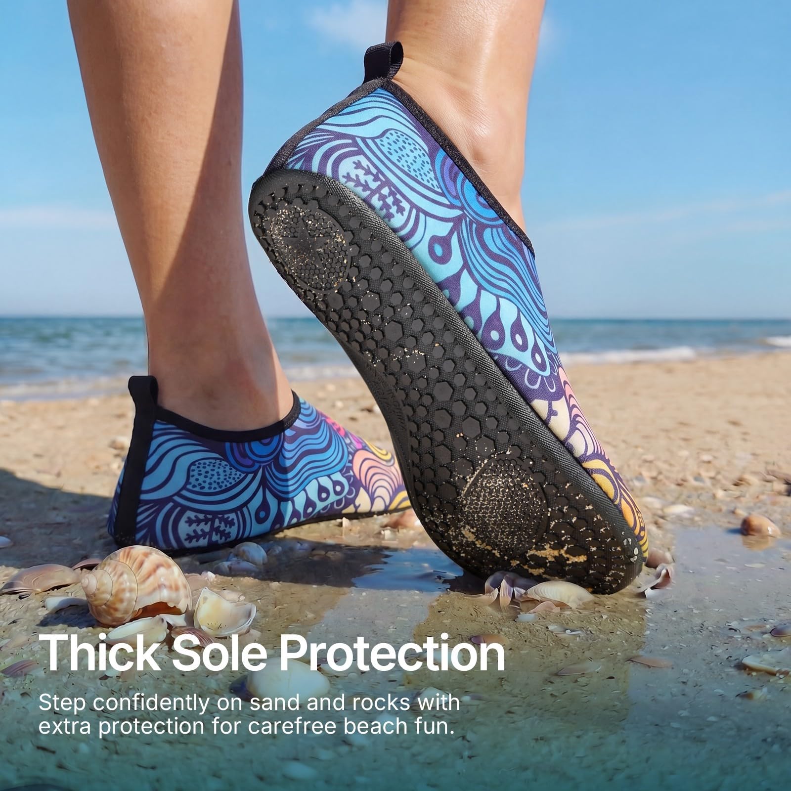ATHMILE Water Shoes - Calcetines acuáticos de Secado rápido para Mujer y Hombre, para Exteriores, Playa, natación, Surf, Yoga, Ejercicio, negro-w001, 10-11 mujeres/9-10 Hombres