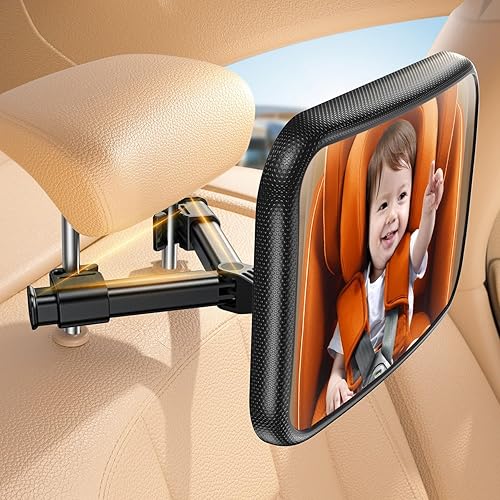 Lamicall Espejo de coche para asiento trasero Clip de gancho triangular más seguro 2025 Espejo de asiento de coche acrílico para orientación