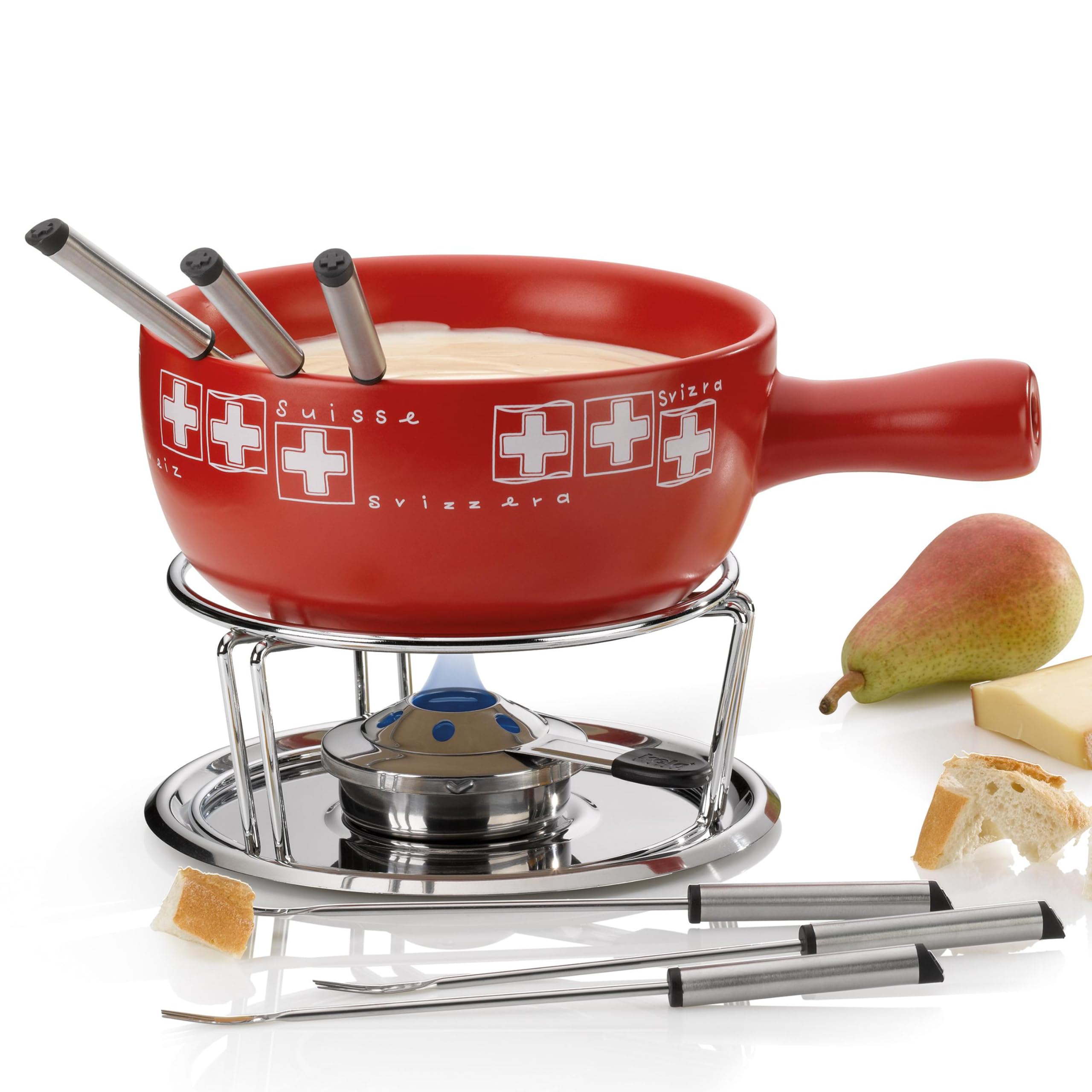 kela Käsefondue Rechaud mit Pastenbrenner MAXI, Metall Stövchen für Fondue verchromt, Brennpastenbehälter, Speisenwärmer