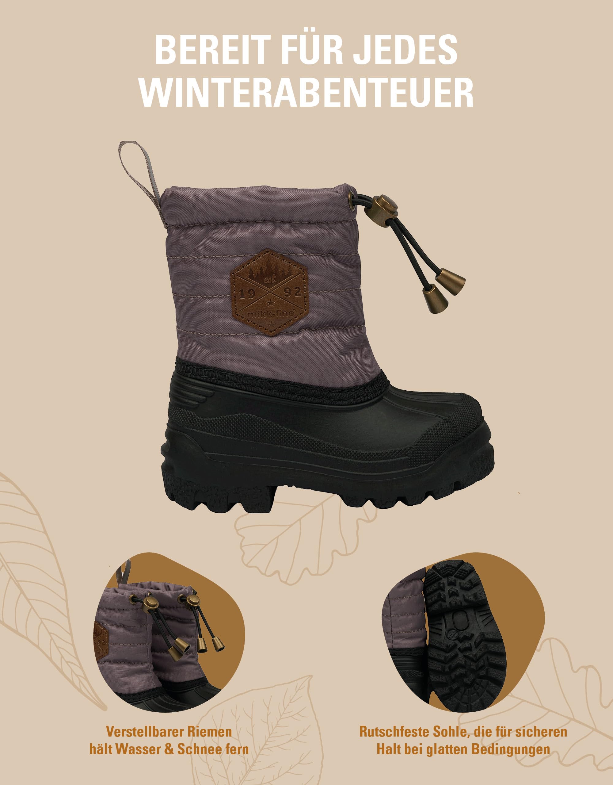 Mikk-line Thermo Gummistiefel Kinder - Winterstiefel Jungen und Mädchen - Gefüttert Warme Gummistiefel Kinder, Rutschfest