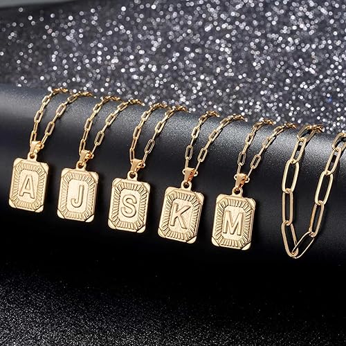 Miniatura 6 de Yoosteel Layered Initial Necklaces for Women Girls, 14K Gold Plated Dainty Layering Paperclip Chain Necklace Capital Letter Initial Pendant Choker